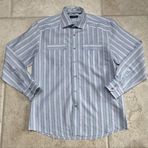 ZAGIRI Men’s Western Shirt White/Blue/Black Large